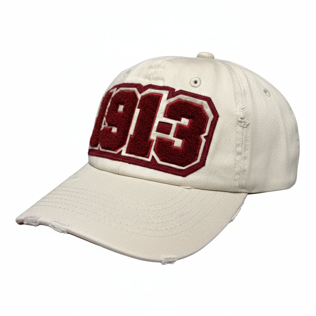 1913 Delta Sigma Theta Cream Distressed Chenille Cap Winters Industries