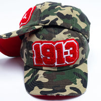 1913 Delta Sigma Theta Distressed Camo Chenille Cap