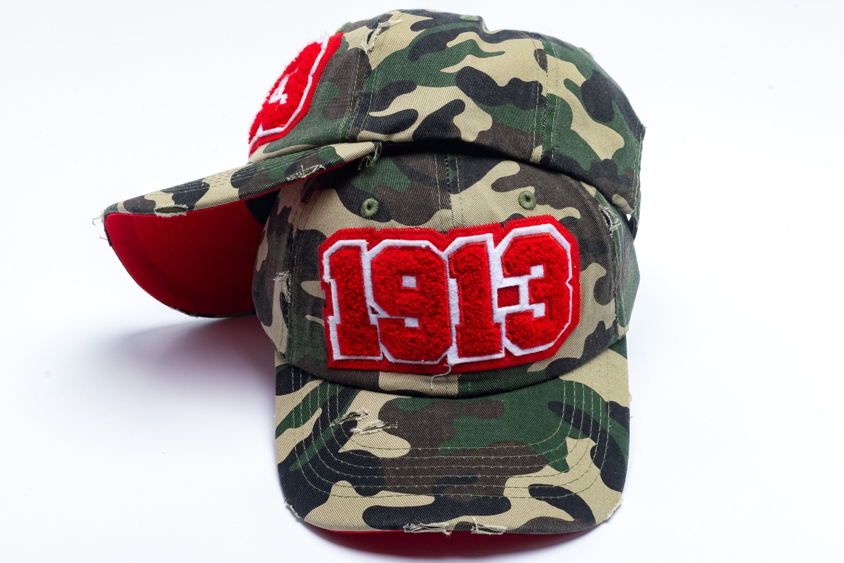 1913 Delta Sigma Theta Distressed Camo Chenille Cap