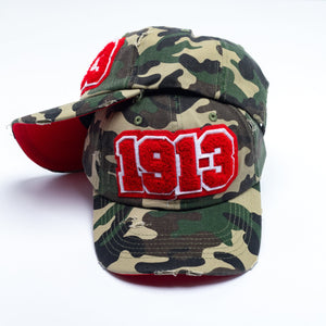 1913 Delta Sigma Theta Distressed Camo Chenille Cap
