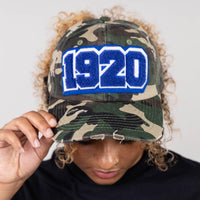 1920 Zeta Phi Beta Distressed Camo Chenille Cap Winters Industries