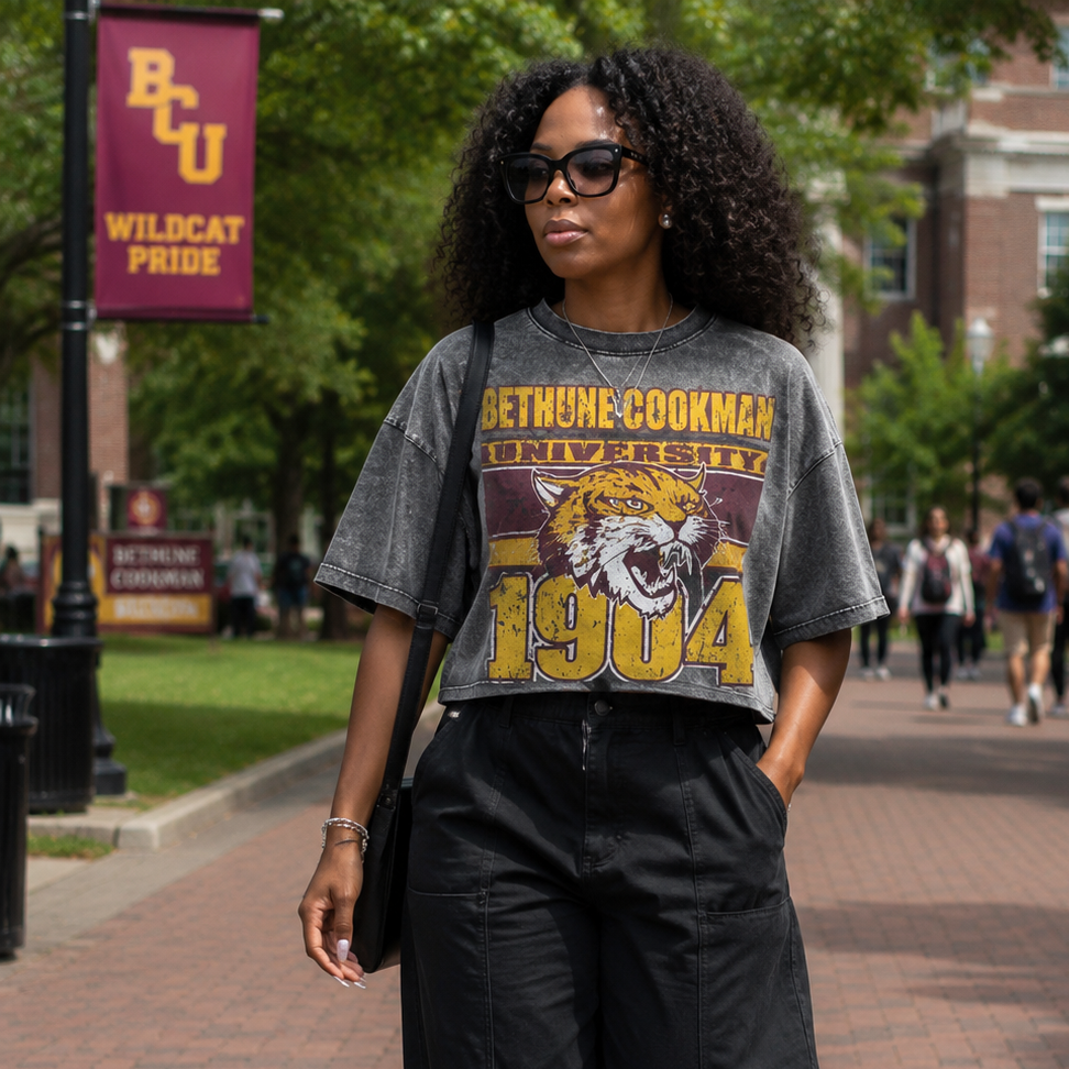 Bethune Cookman Acid Wash Box Tee