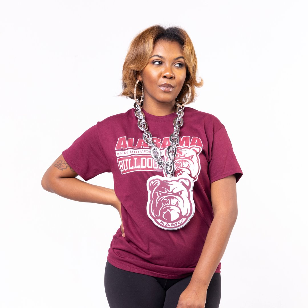 Alabama A&M University HBCU Big Chain Necklace with 3D Foam Pendant