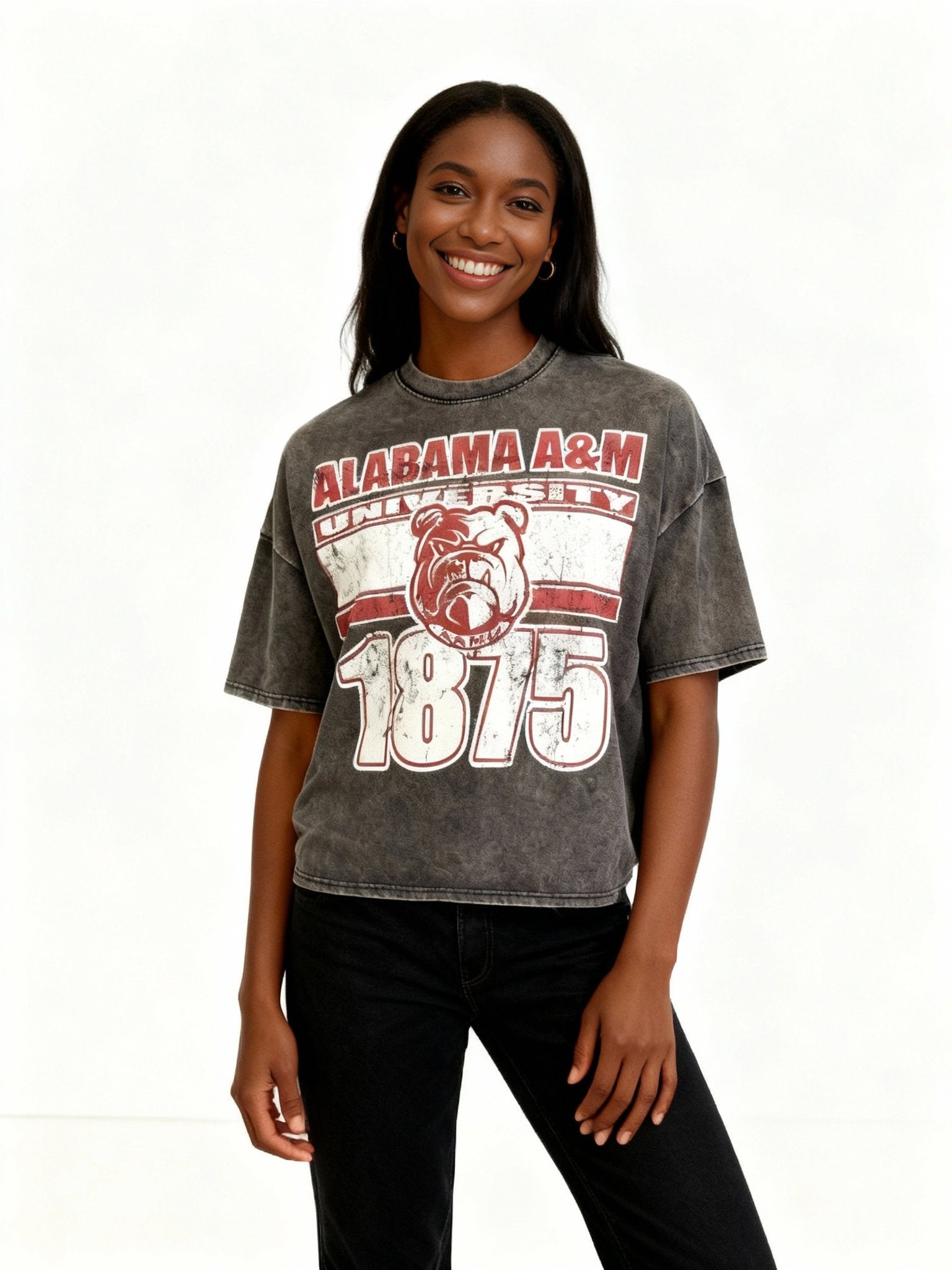 Alabama A&M University Oversized Acid Wash Box Tee Winters Industries