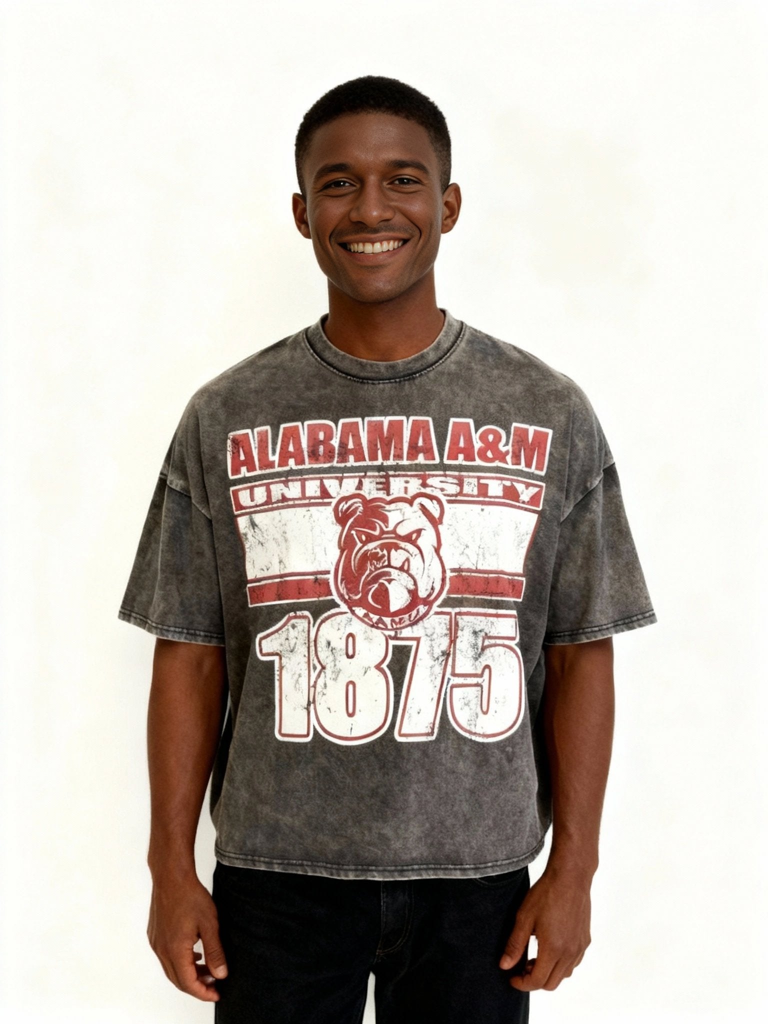 Alabama A&M University Oversized Acid Wash Box Tee Winters Industries