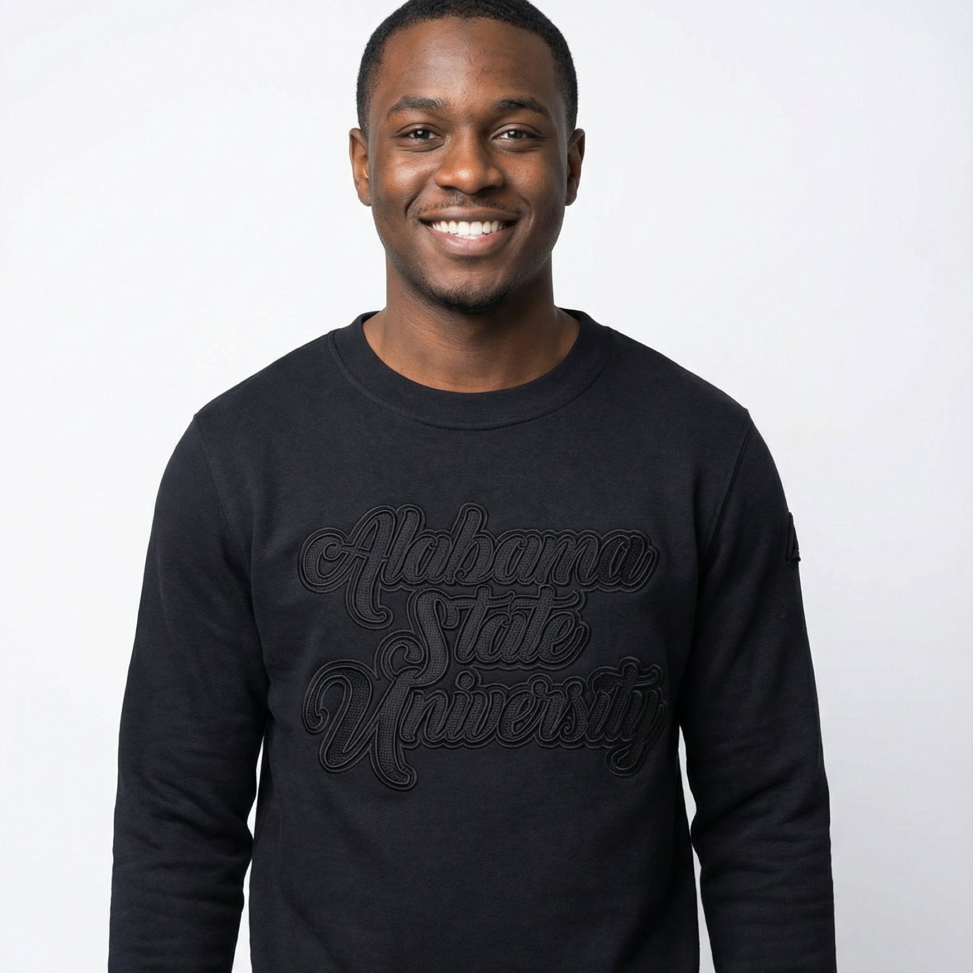 Alabama State University HBCU Black on Black 3D Embroidery Crewneck Sweater Winters Industries