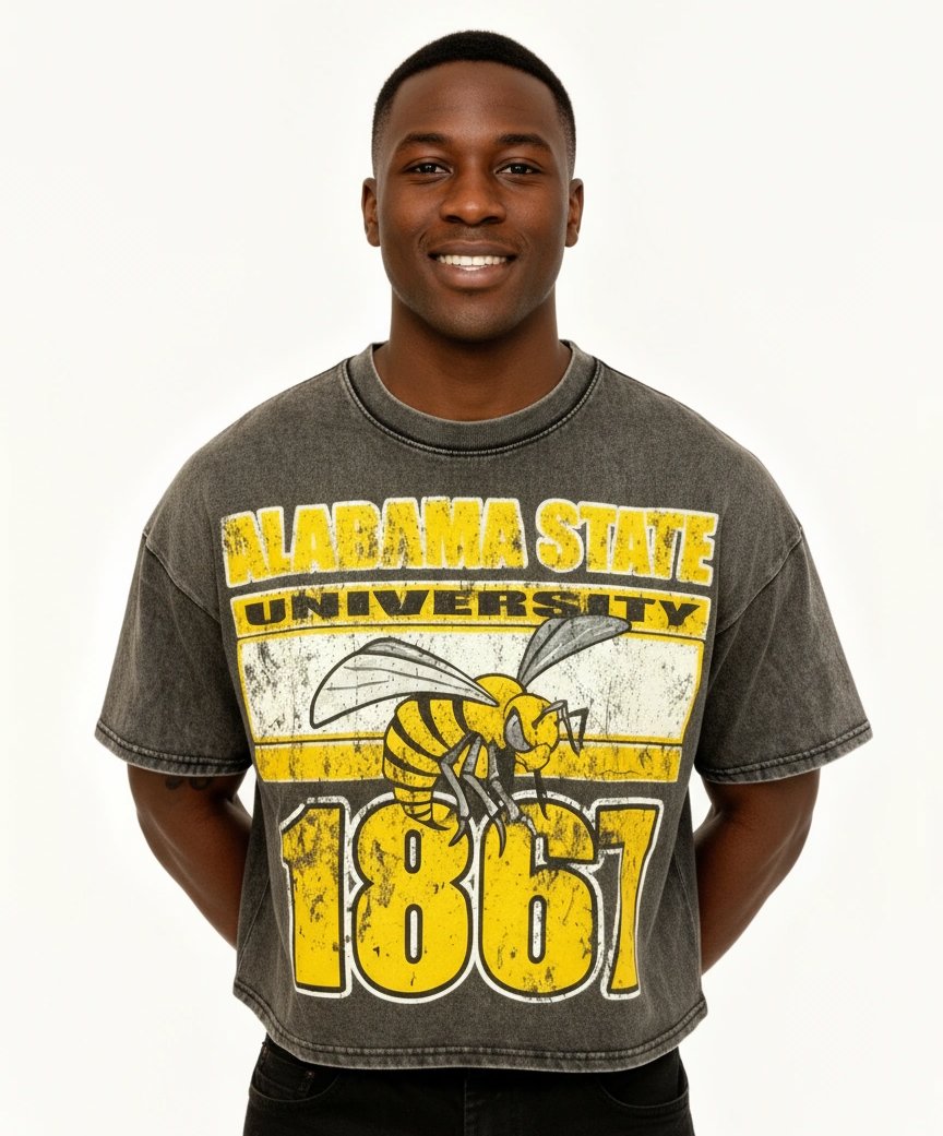 Alabama State University Oversized Acid Wash Box Tee Winters Industries
