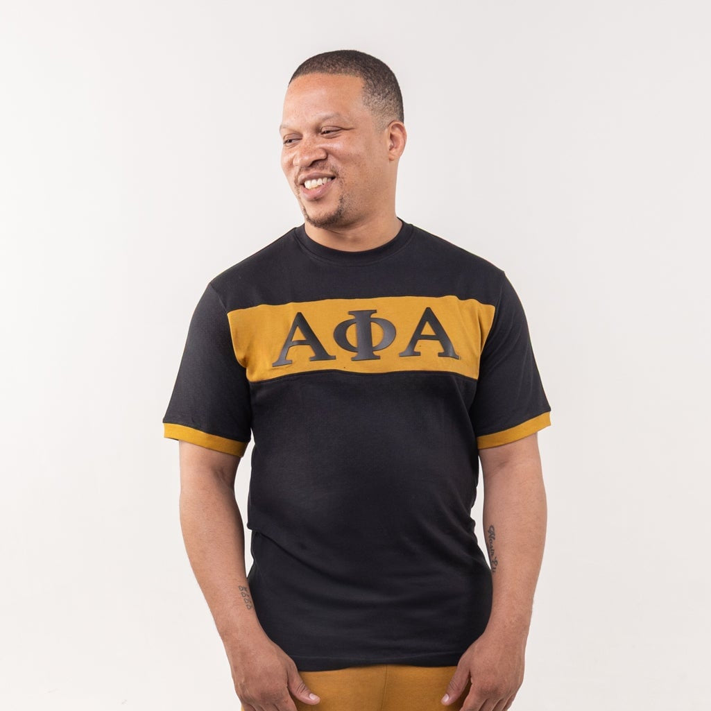 Alpha Phi Alpha Black and Gold Color Block Short Sets Winters Industries