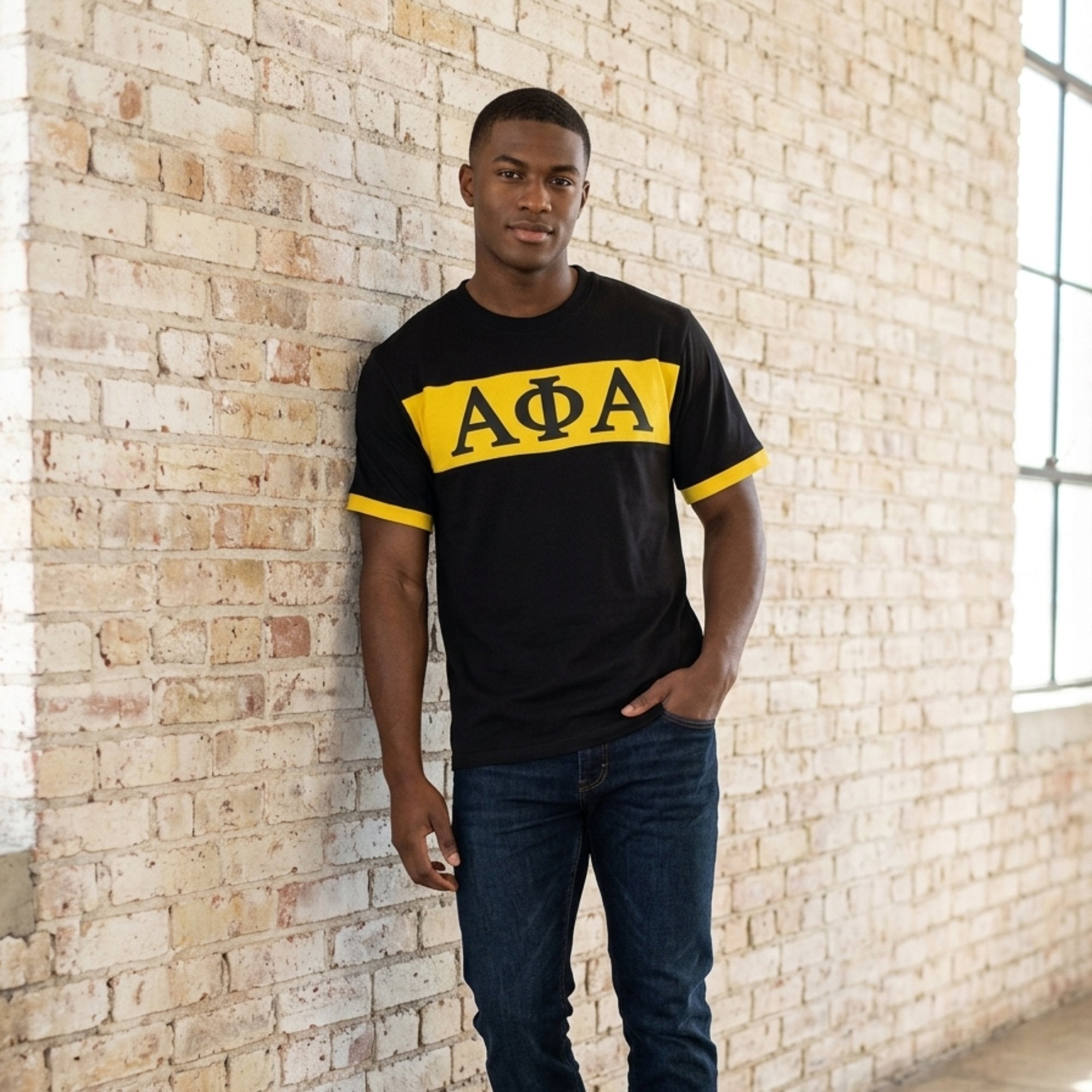 Alpha Phi Alpha Black and Gold Color Block Tee (TOP ONLY) Winters Industries