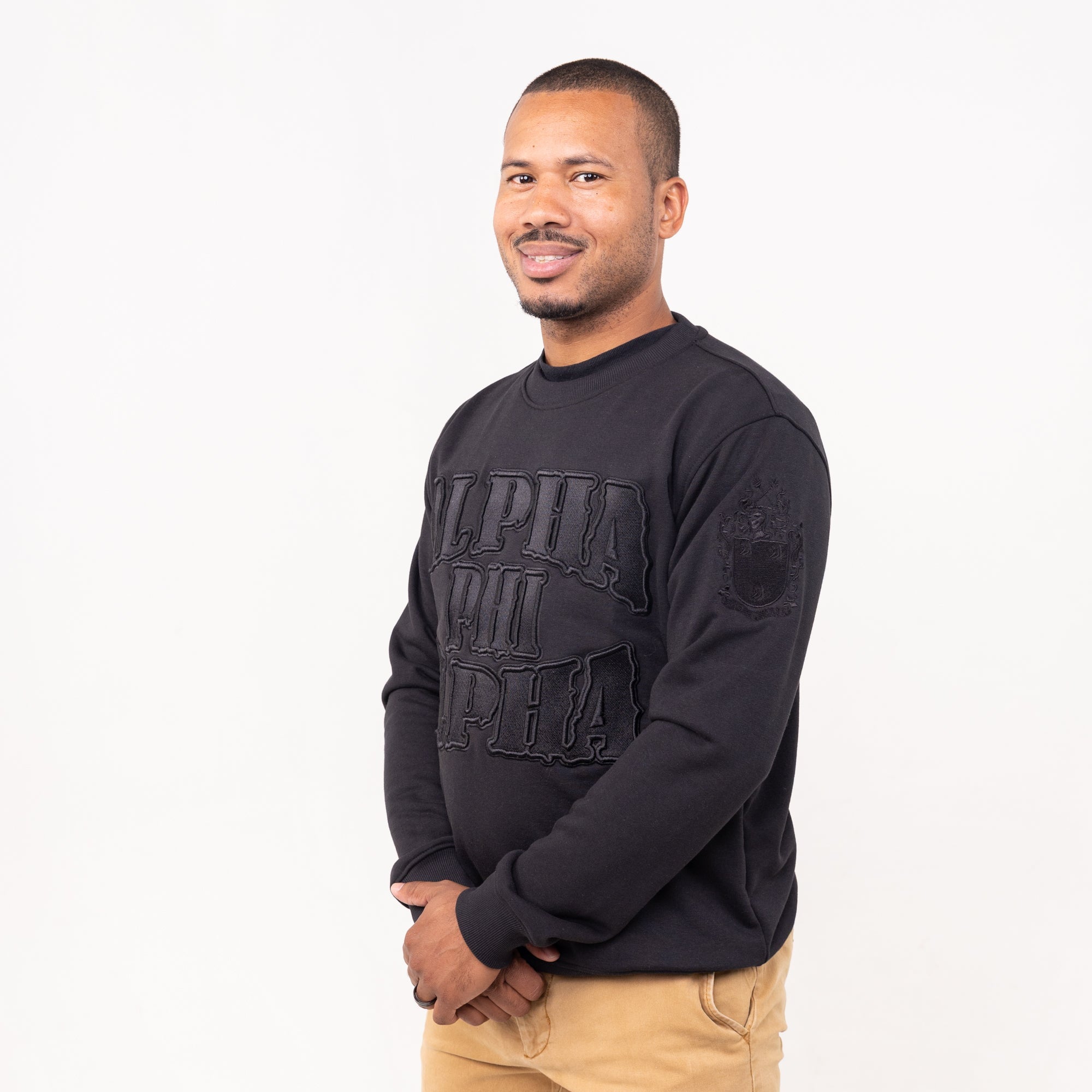 Alpha Phi Alpha Black on Black Crewneck Sweater Winters Industries