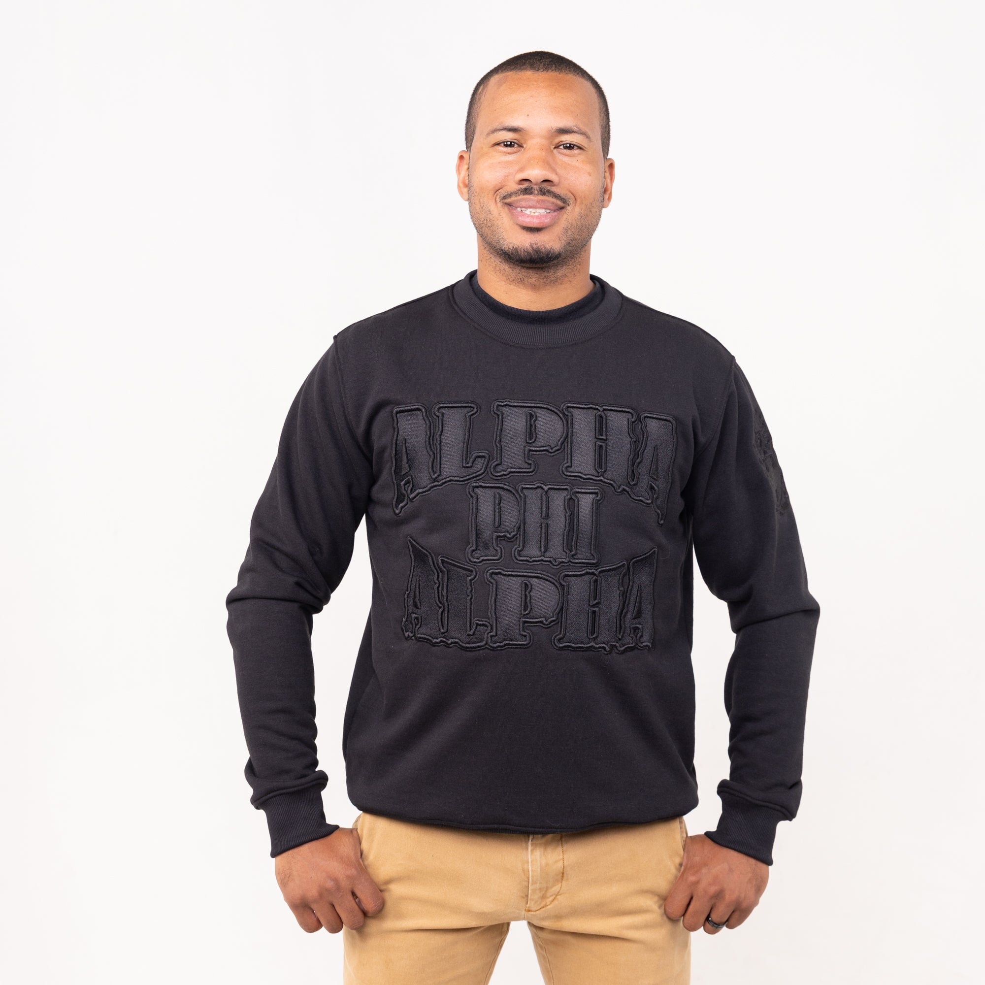 Alpha Phi Alpha Black on Black Crewneck Sweater Winters Industries