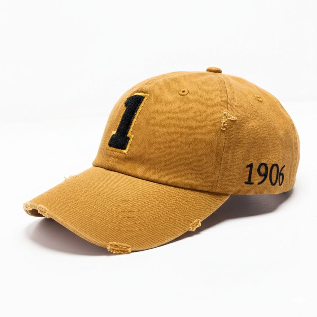 Alpha Phi Alpha Gold Chenille Cap with Line Number Hat Winters Industries by Fully Promoted Mesquite
