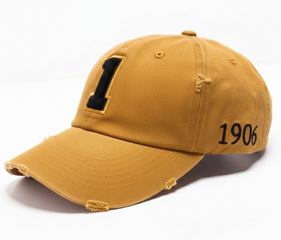 Alpha Phi Alpha Gold Chenille Cap with Line Number Hat Winters Industries by Fully Promoted Mesquite