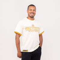 Alpha Phi Alpha "MANLY DEEDS" Embroidered Tee Cream Winters Industries by Fully Promoted Mesquite