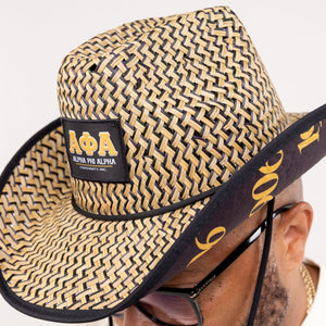 Alpha Phi Alpha Straw Cowboy Hat with Strap Winters Industries