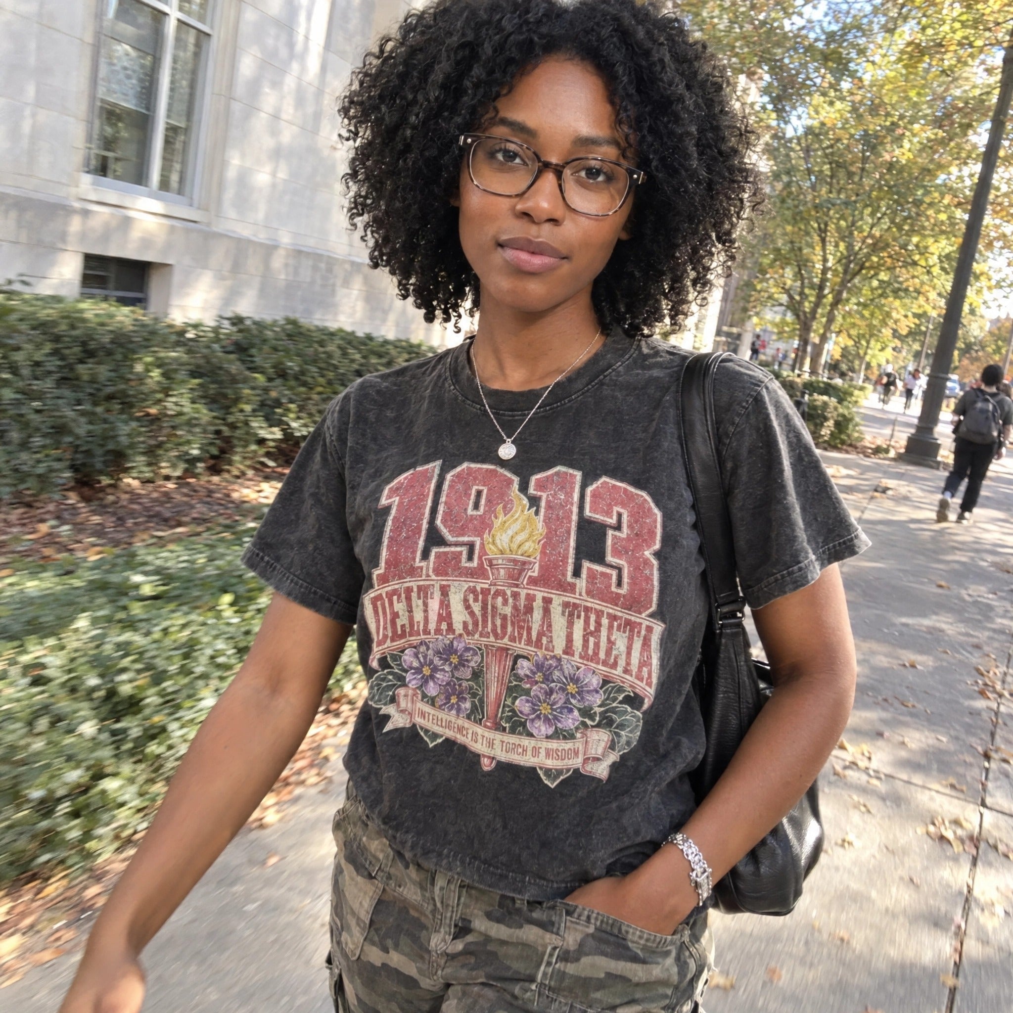 Delta "Intelligence is the Torch of Wisdom" Oversized Acid Wash Box Tee Black Winters Industries