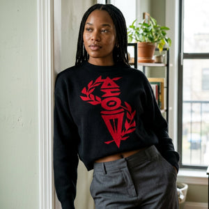Delta Sigma Theta Black and Crimson Torch Knitted Sweater Winters Industries