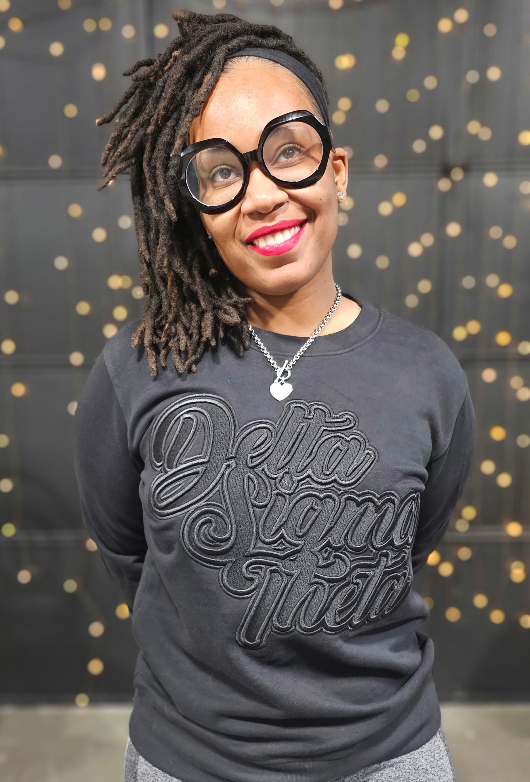 Delta Sigma Theta Black on Black Crewneck Sweatshirt Winters Industries