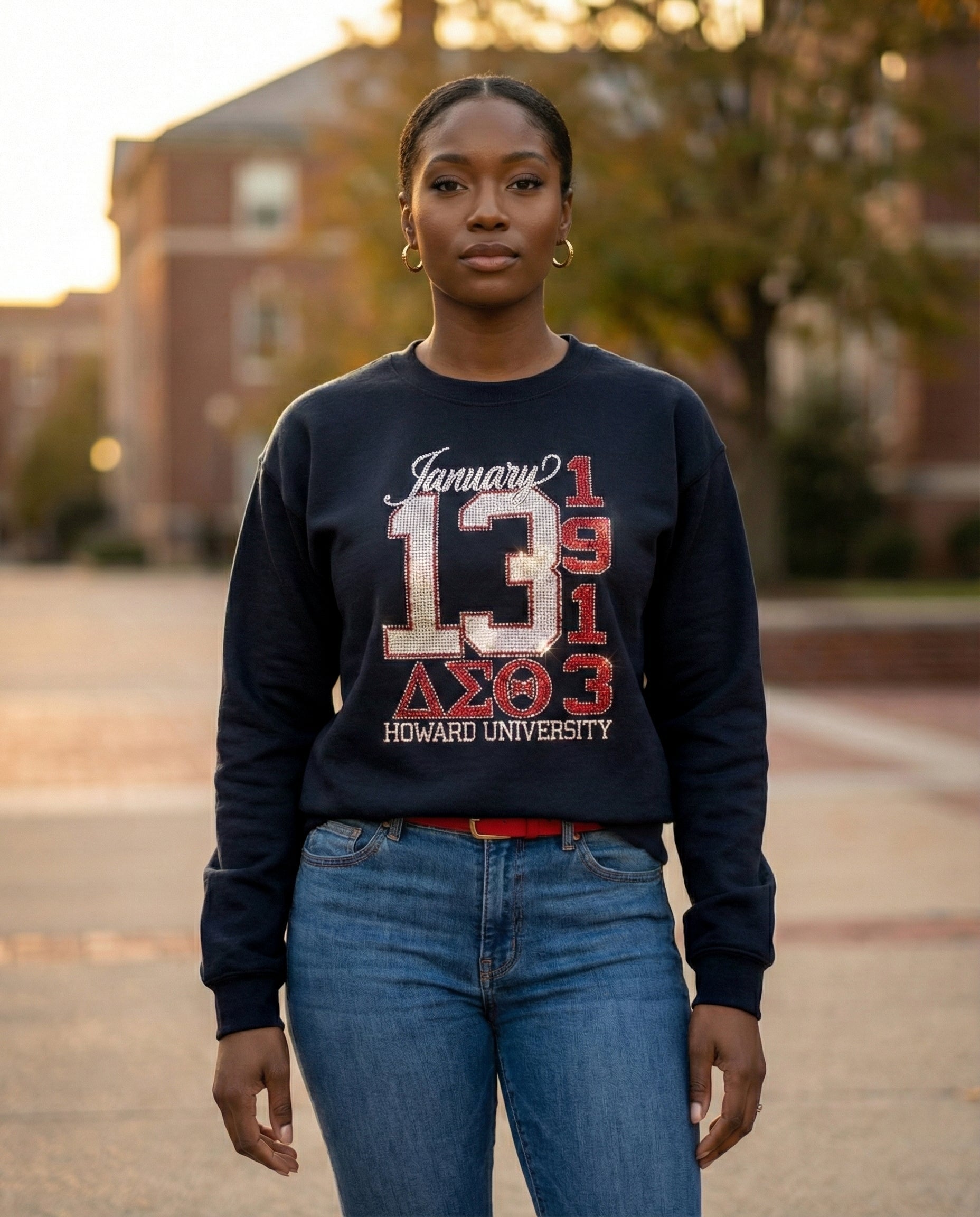 Delta Sigma Theta Bling and Rhinestone "January 13 1913 Howard University Sweatshirt / Tshirt Shirts Winters Industries by Fully Promoted Mesquite
