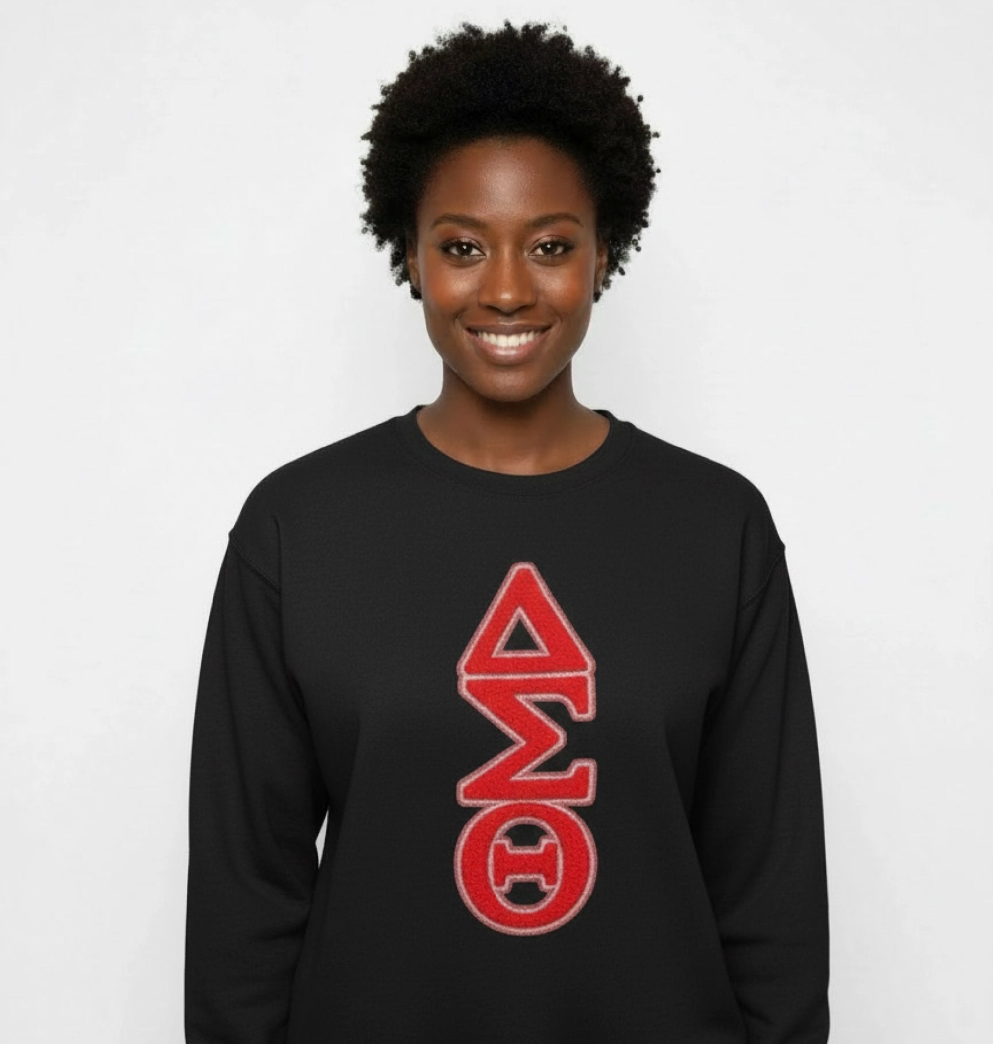 Delta Sigma Theta Chenille Letters Sweatshirt WintersIndustries by Fully Promoted Mesquite S Black
