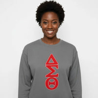 Delta Sigma Theta Chenille Letters Sweatshirt WintersIndustries by Fully Promoted Mesquite S Gray