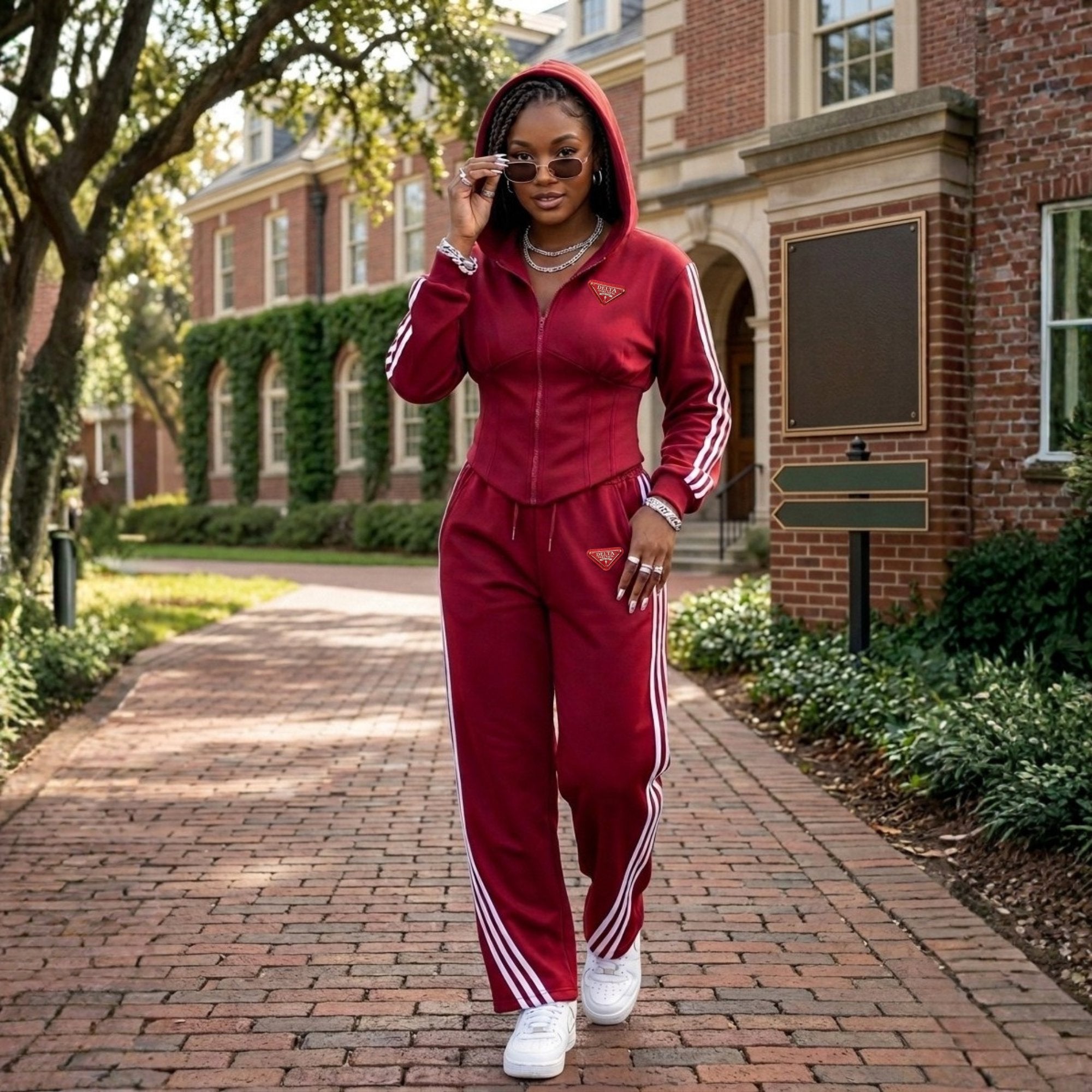 Delta Sigma Theta Crimson and Cream Designer Tracksuit Winters Industries