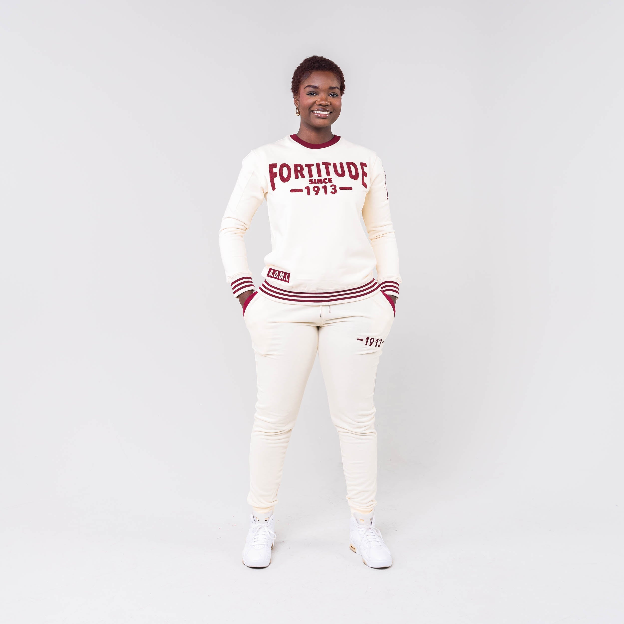 Delta Sigma Theta Fortitude Chenille Short/Jogger Set Cream Shirts Winters Industries by Fully Promoted Mesquite S Jogger Set