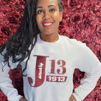 Delta Sigma Theta "January 13" 1913 Bling and Rhinestone Sweatshirt / Tshirt Shirts Winters Industries by Fully Promoted Mesquite S White Sweater