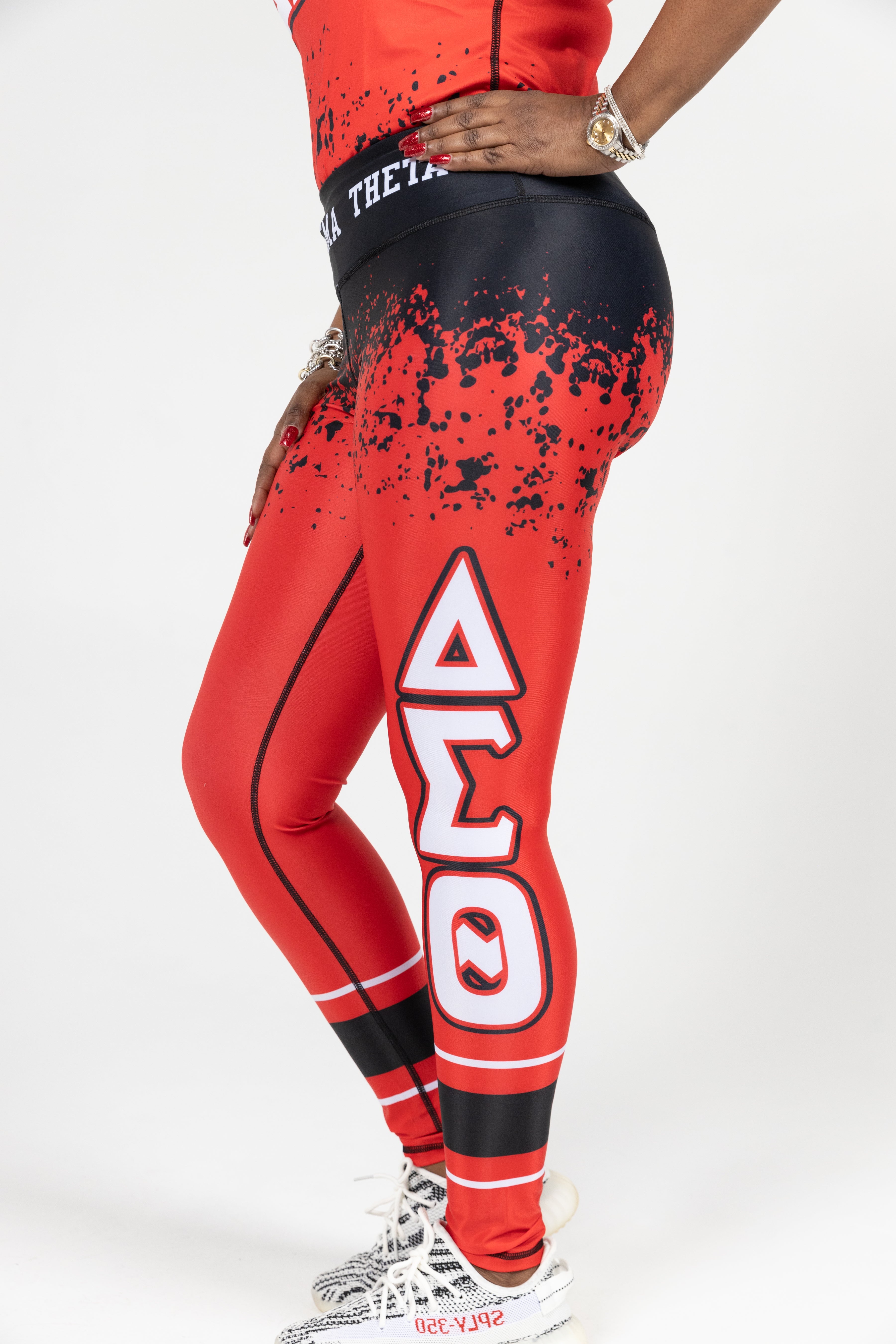 Delta Sigma Theta Leggings / Legging Sets (Black and Red)
