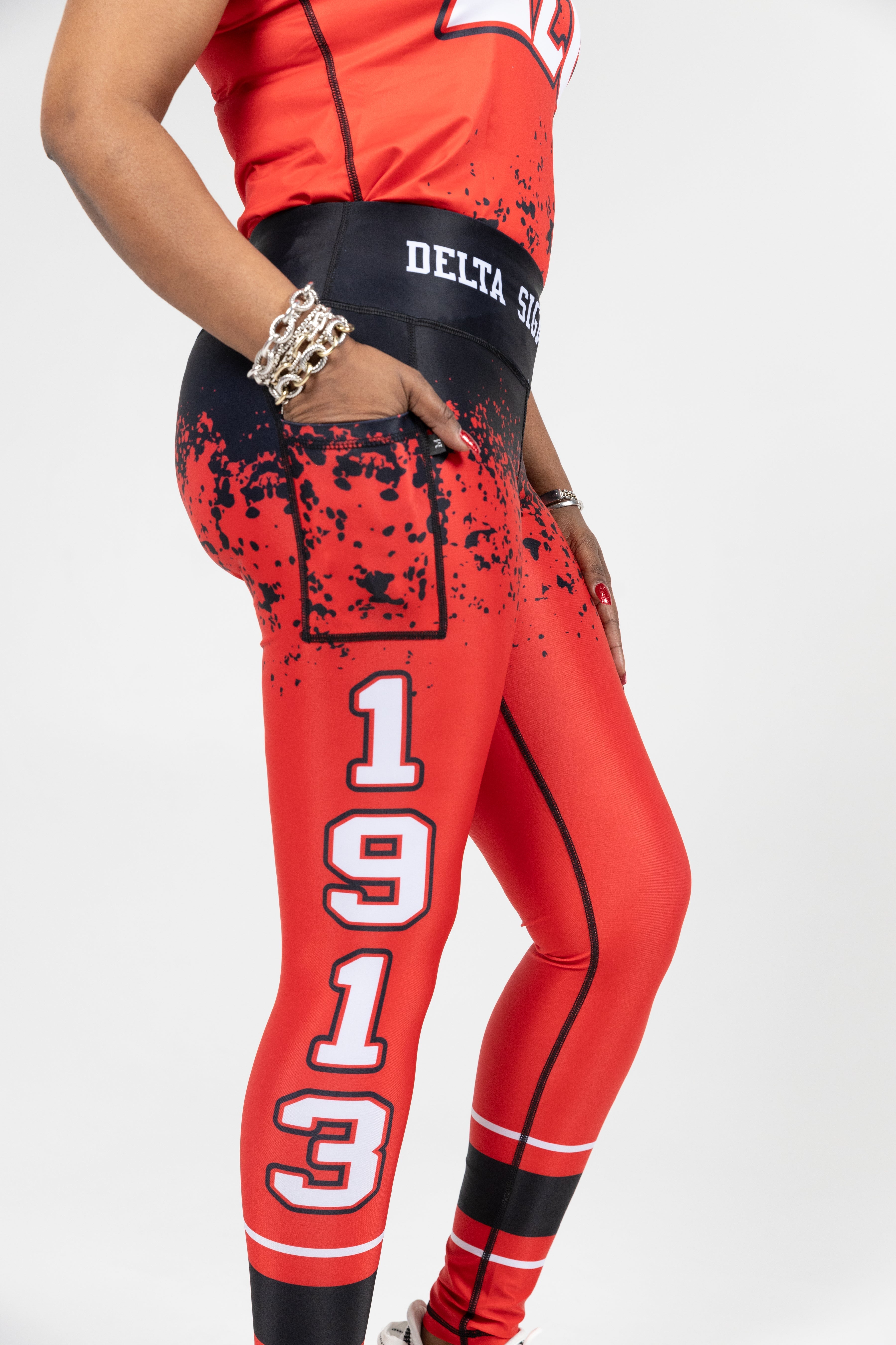 Delta Sigma Theta Leggings / Legging Sets (Black and Red)