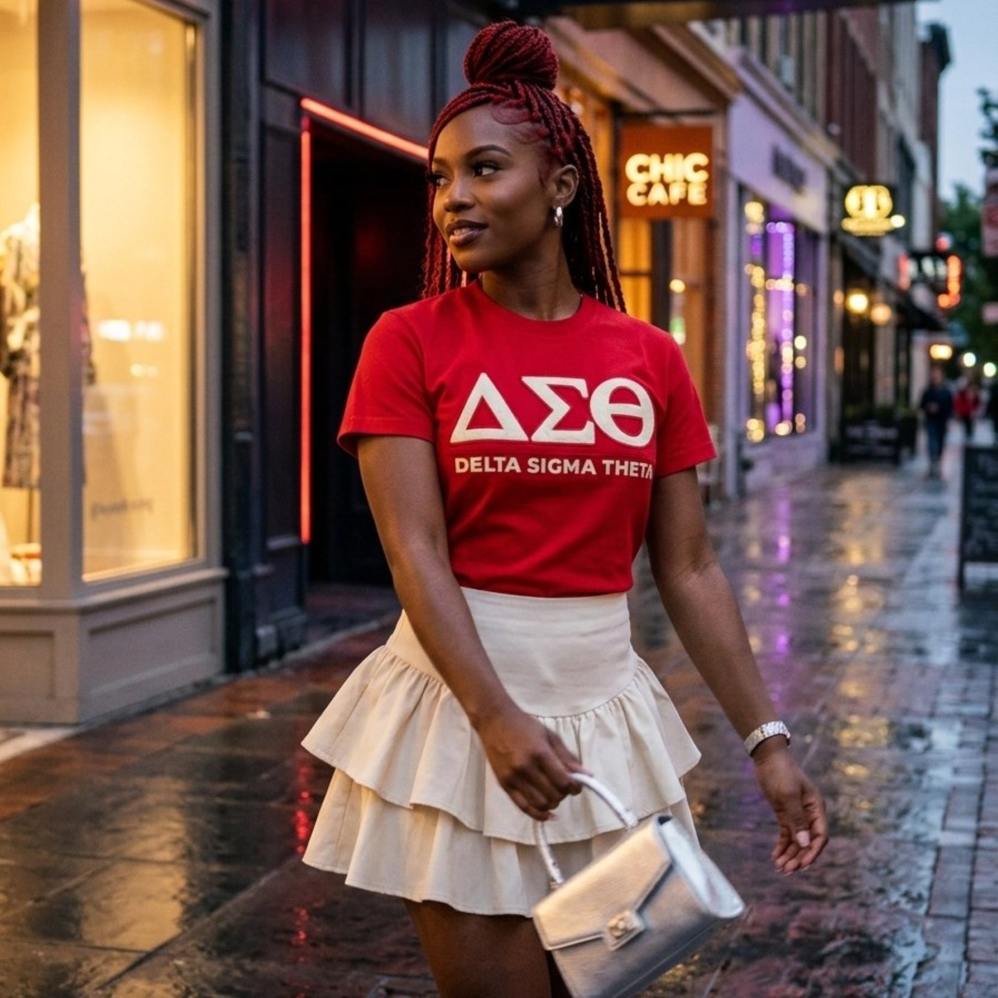 Delta Sigma Theta Letters Embroidered Patch Tee Crimson Winters Industries