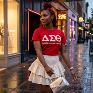 Delta Sigma Theta Letters Embroidered Patch Tee Crimson Winters Industries