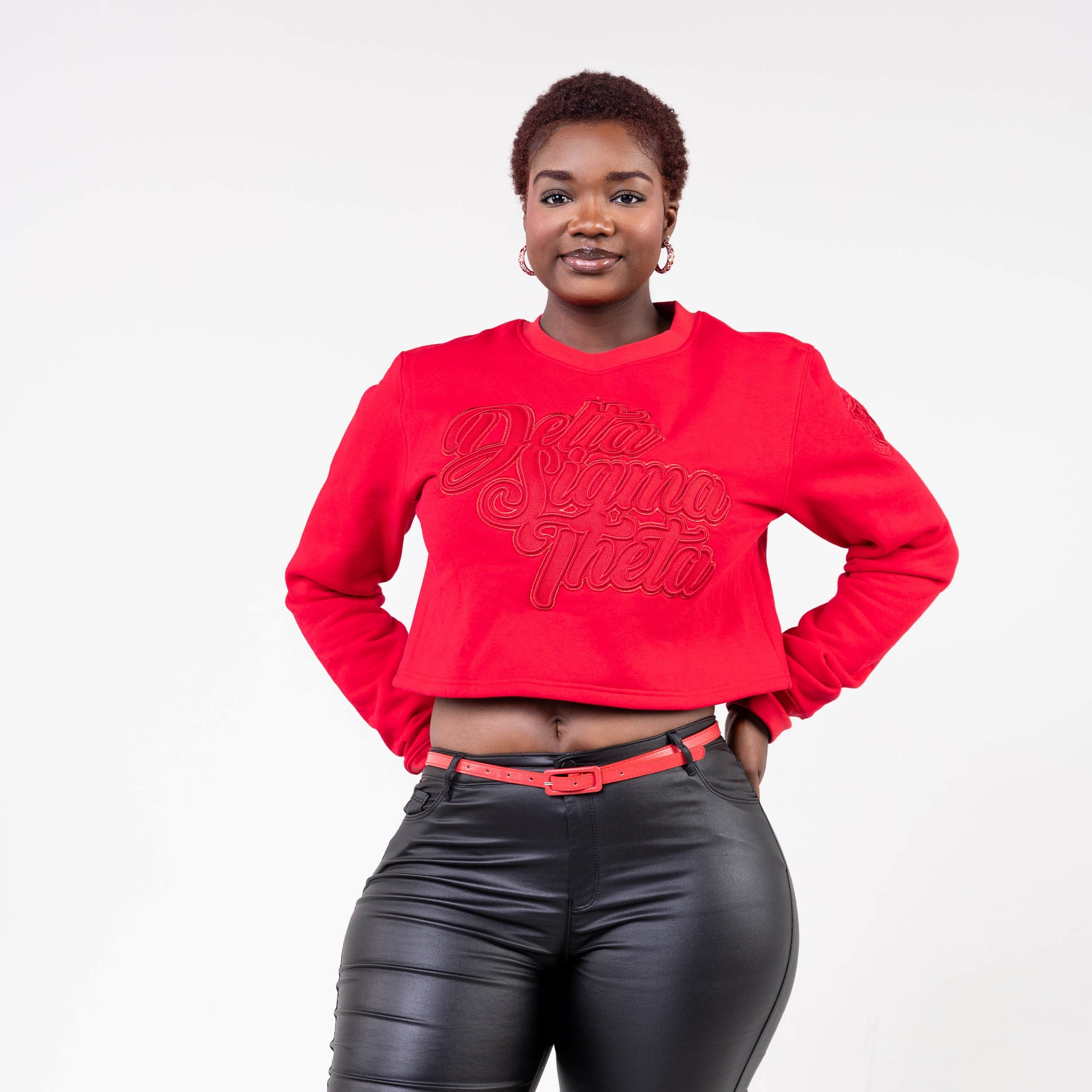 Delta Sigma Theta Red on Red Cropped Crewneck Sweater Winters Industries