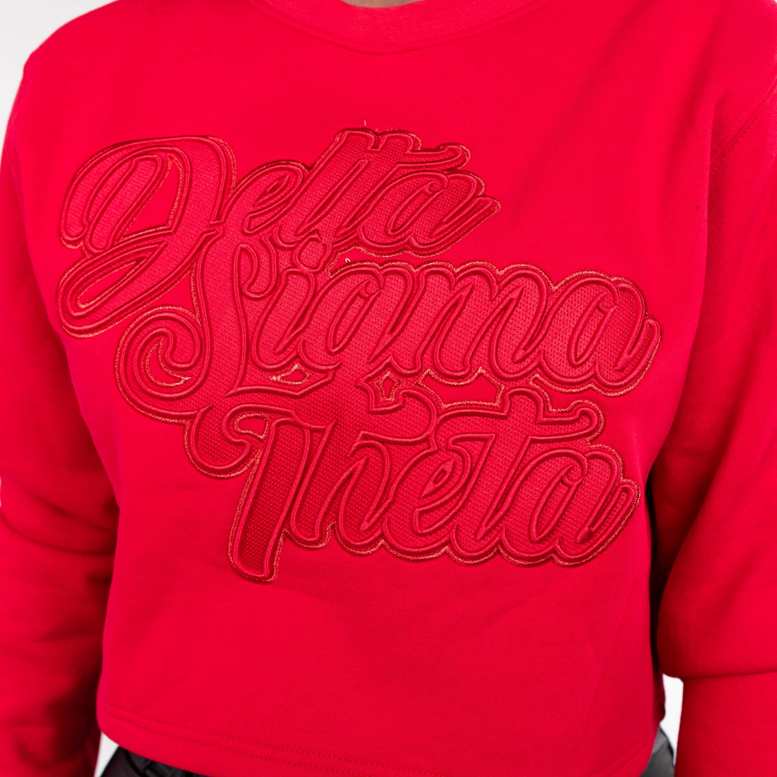 Delta Sigma Theta Red on Red Cropped Crewneck Sweater Winters Industries
