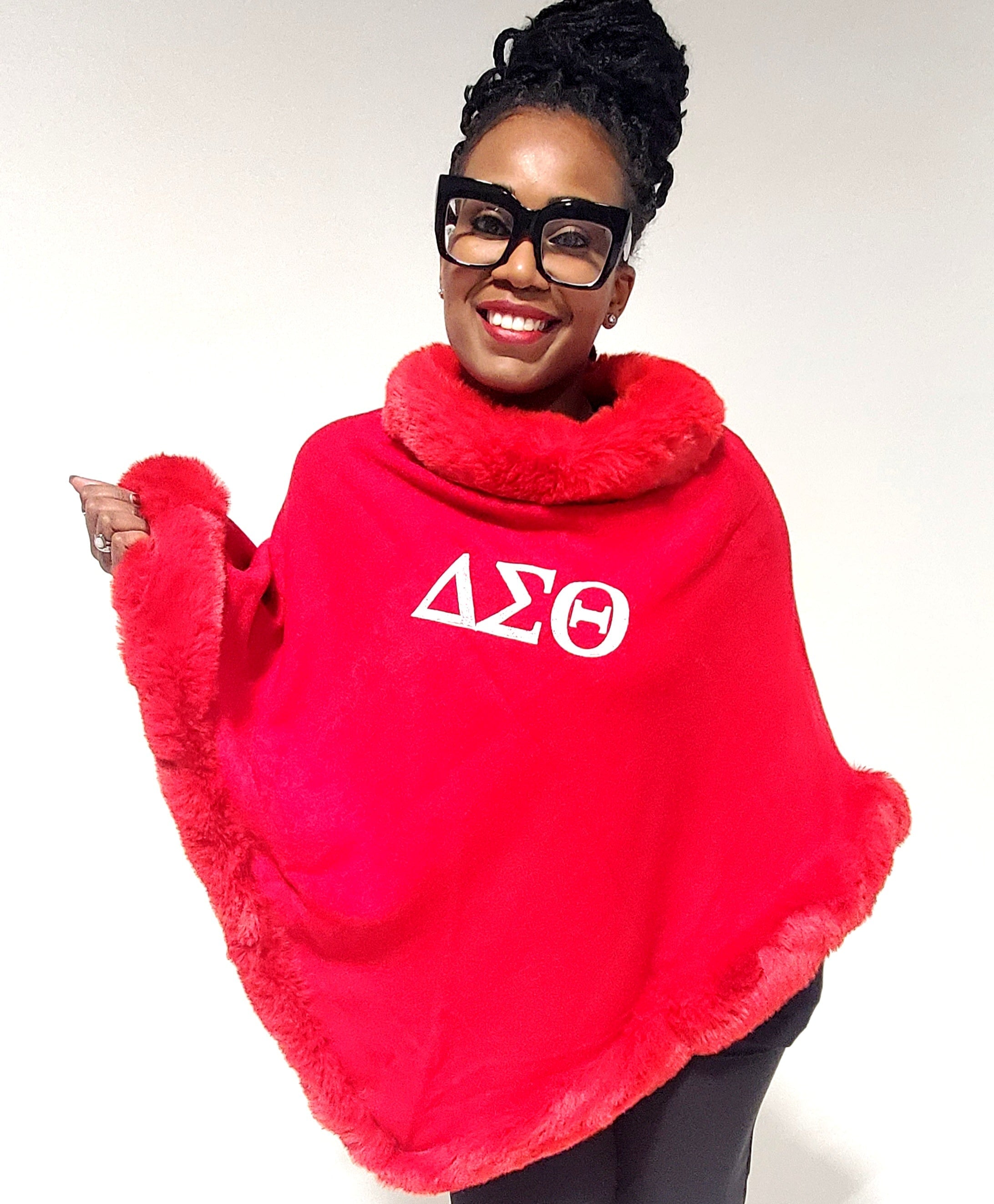 Delta Sigma Theta Fur Shawl (Red/White)