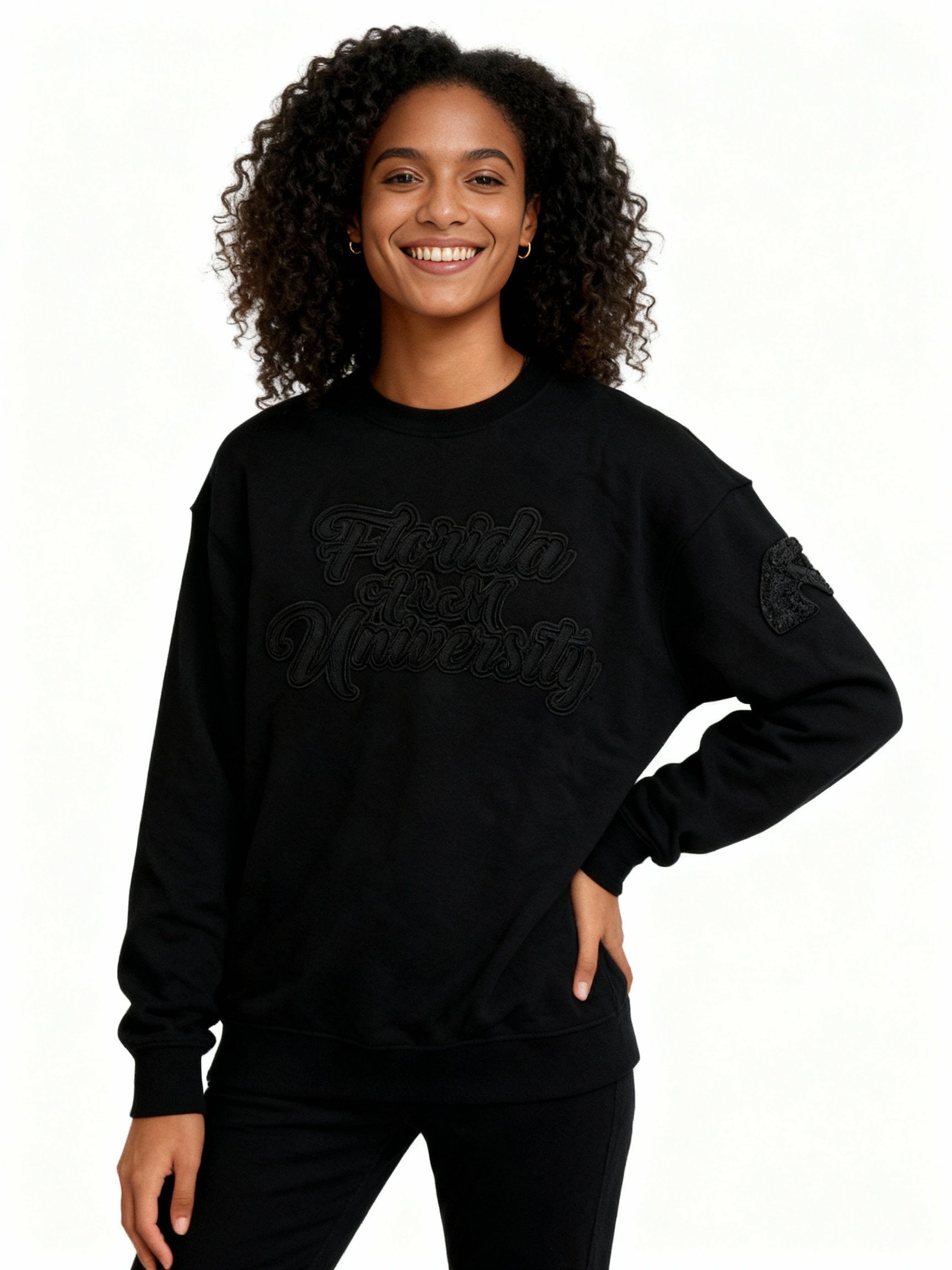 Florida A&M University HBCU Black on Black 3D Embroidery Crewneck Sweater Winters Industries
