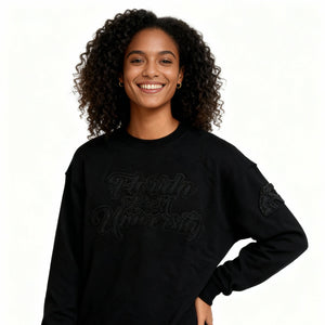 Florida A&M University HBCU Black on Black 3D Embroidery Crewneck Sweater Winters Industries