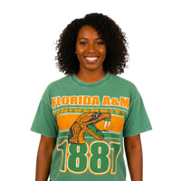 Florida A&M University Oversized Acid Wash Box Tee Green Winters Industries