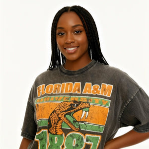 Florida A&M University Oversized Acid Wash Box Tee Winters Industries