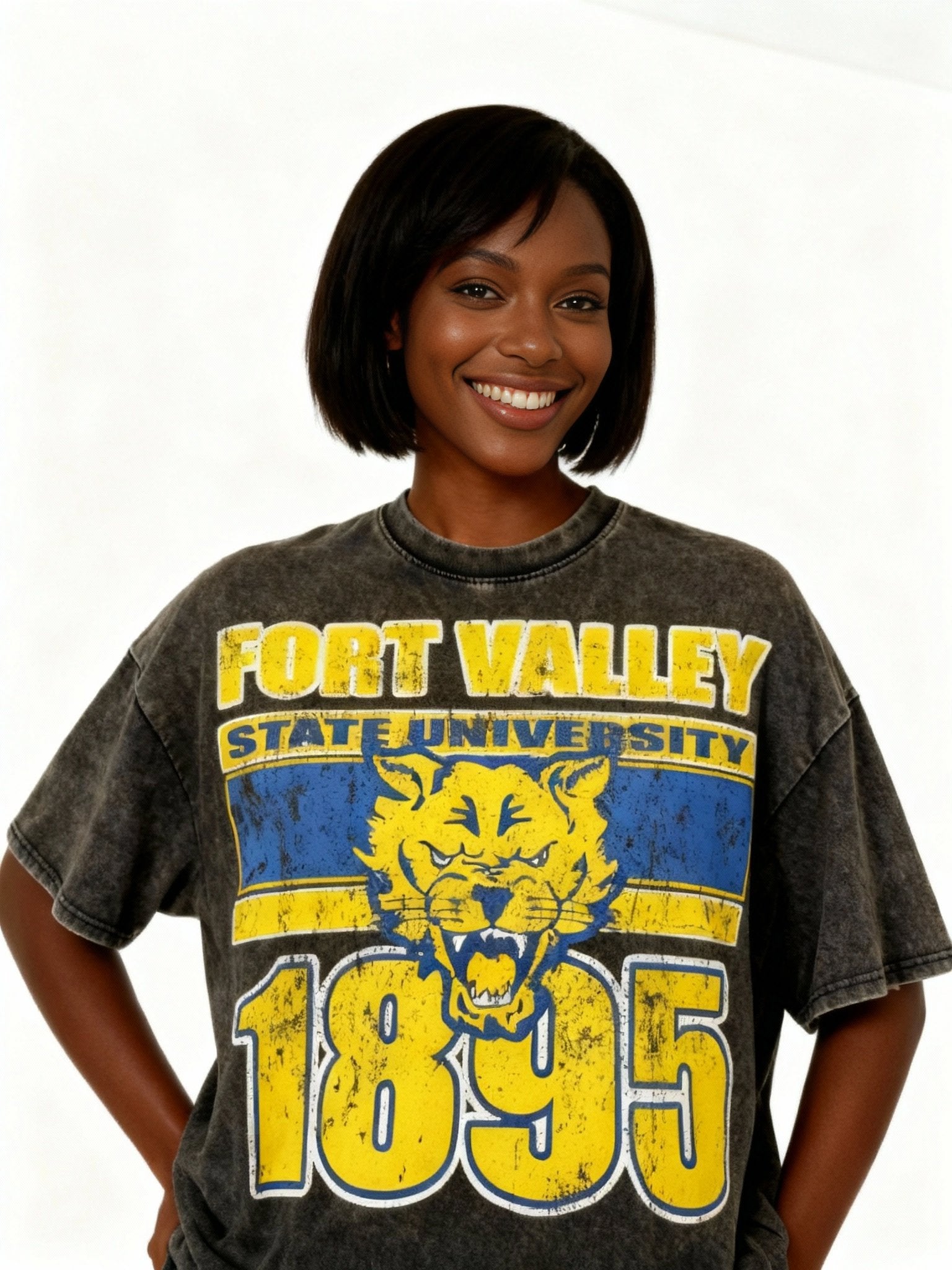 Fort Valley State University Oversized Acid Wash Box Tee Winters Industries