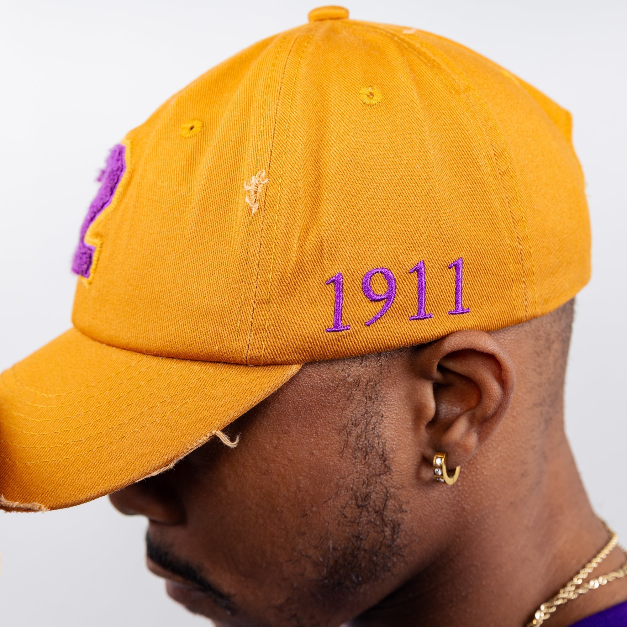 Gold/Purple Omega Psi Phi Chenille Cap Winters Industries by Fully Promoted Mesquite