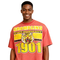 Grambling State University Oversized Acid Wash Box Tee Red Winters Industries