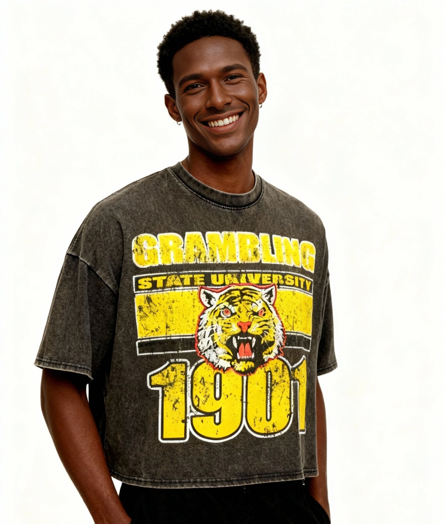 Grambling State University Oversized Acid Wash Box Tee Winters Industries