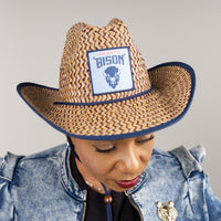 Howard University (HU) Straw Cowboy Hat with Strap Winters Industries