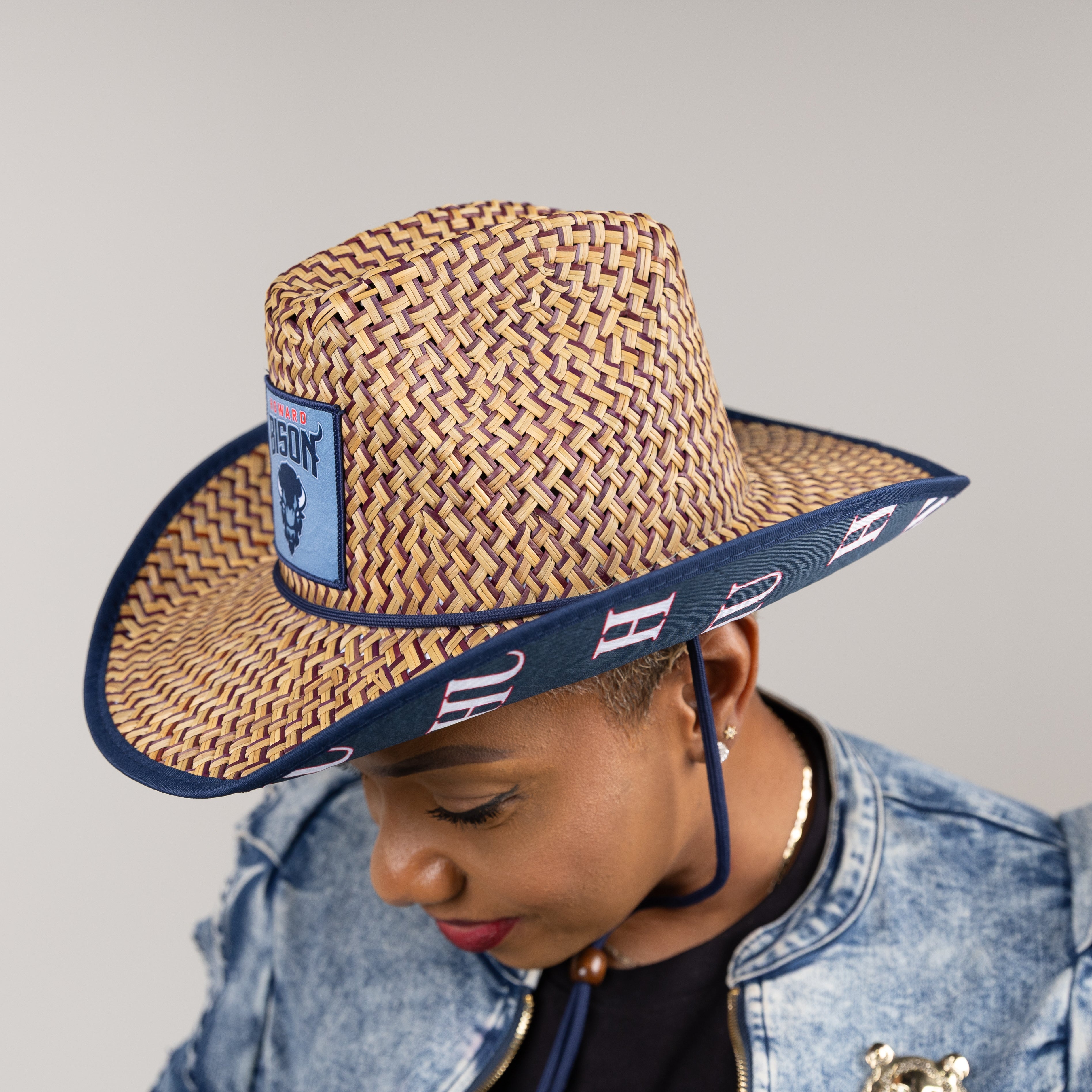 Howard University (HU) Straw Cowboy Hat with Strap Winters Industries