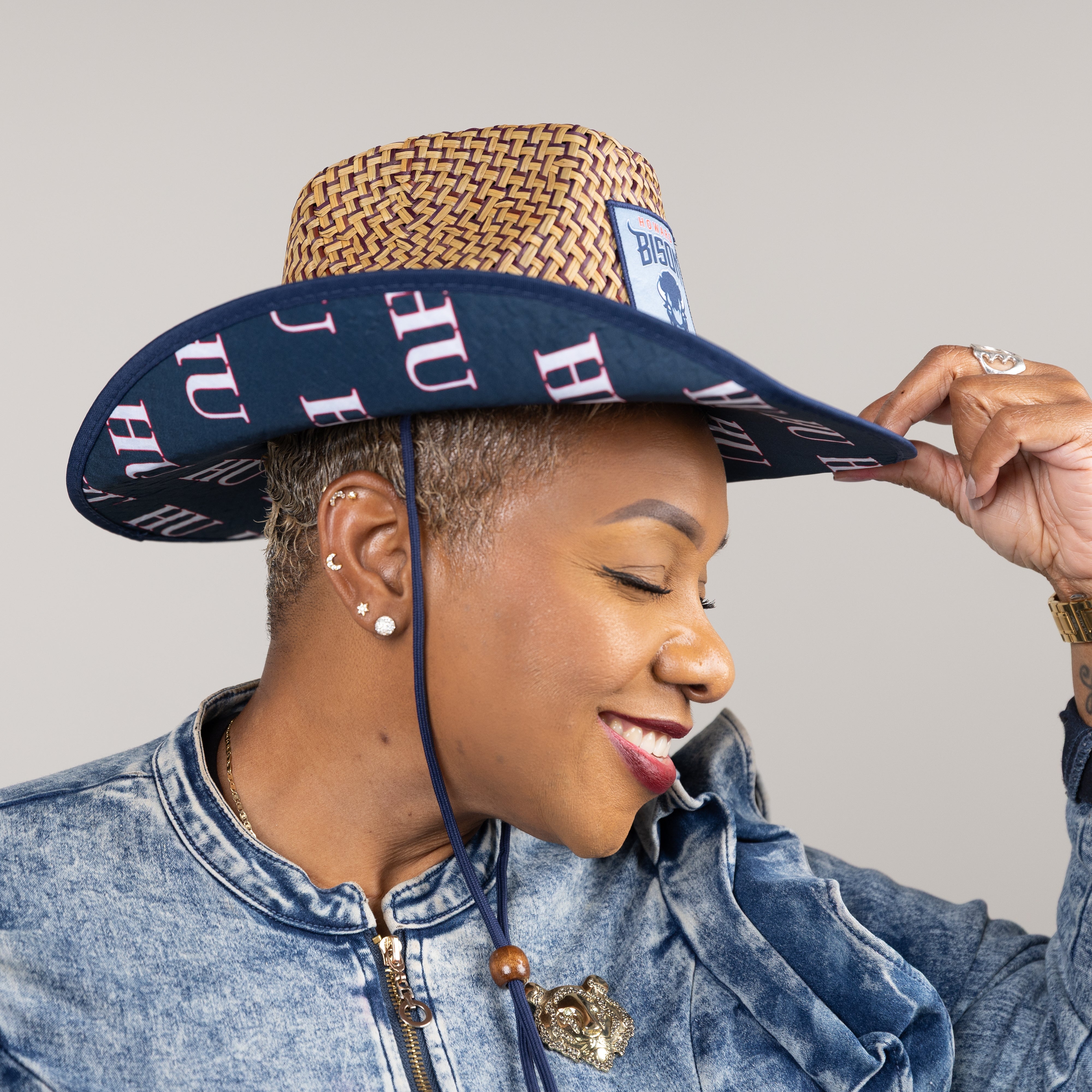Howard University (HU) Straw Cowboy Hat with Strap Winters Industries
