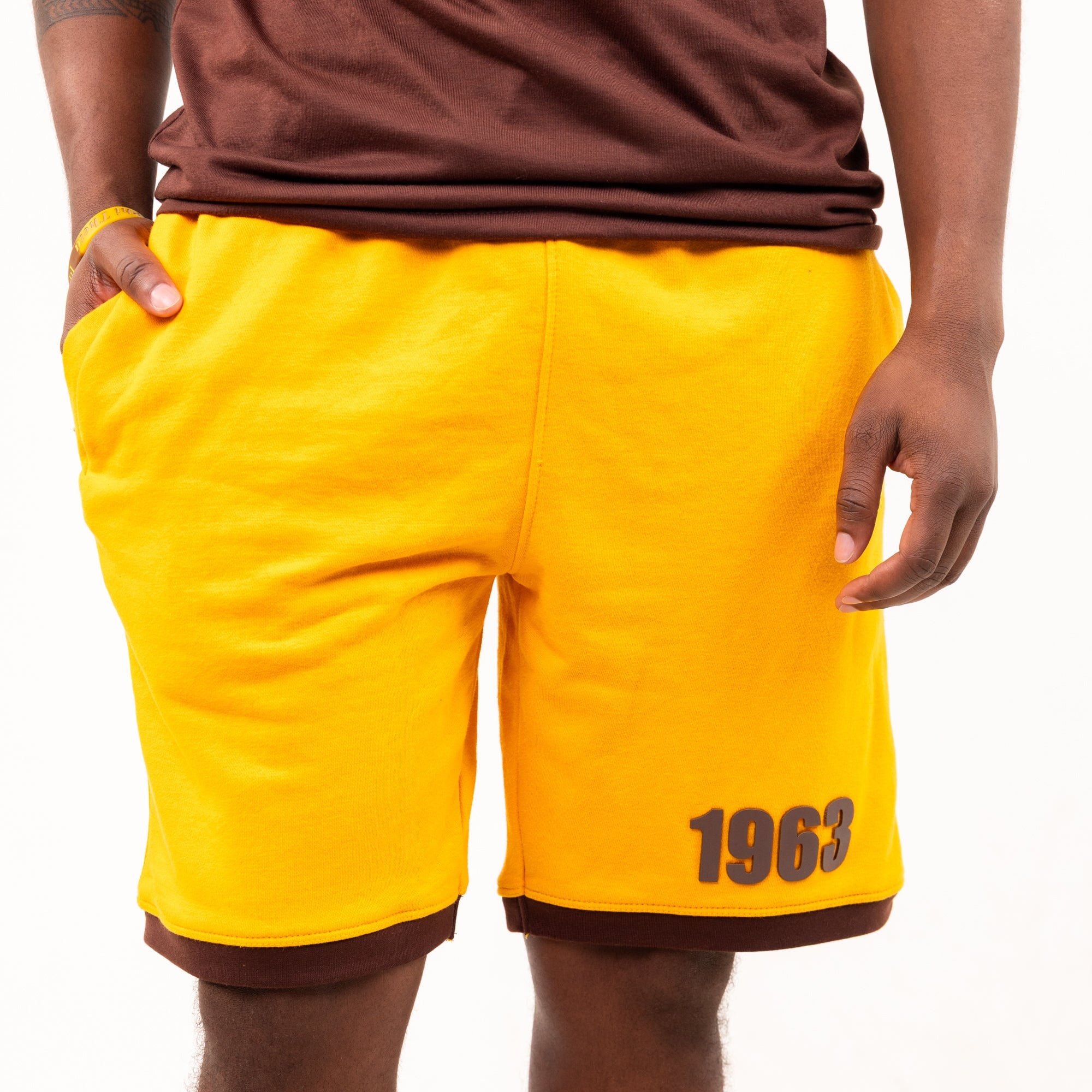 Iota Phi Theta Brown and Gold Color Block Short Set Winters Industries