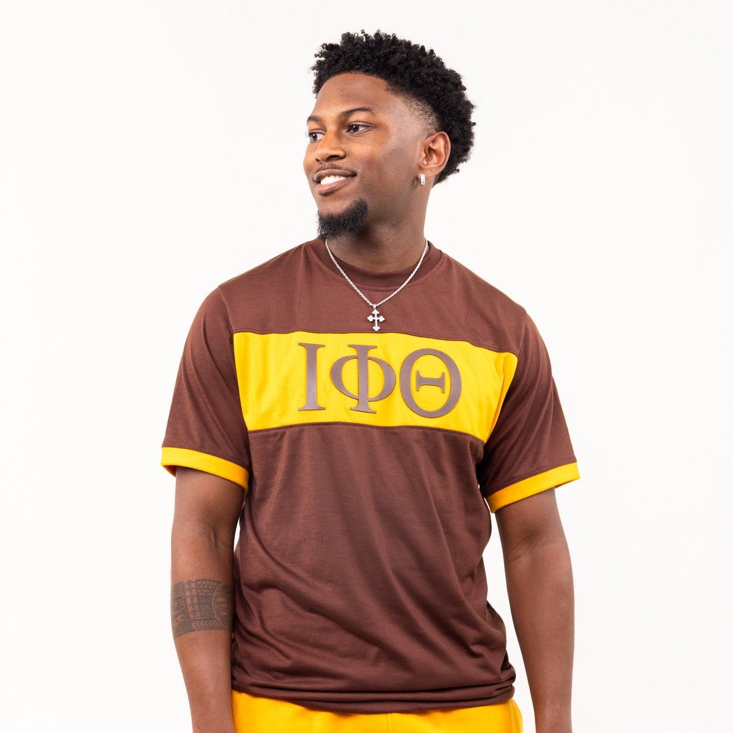 Iota Phi Theta Brown and Gold Color Block Short Set Winters Industries