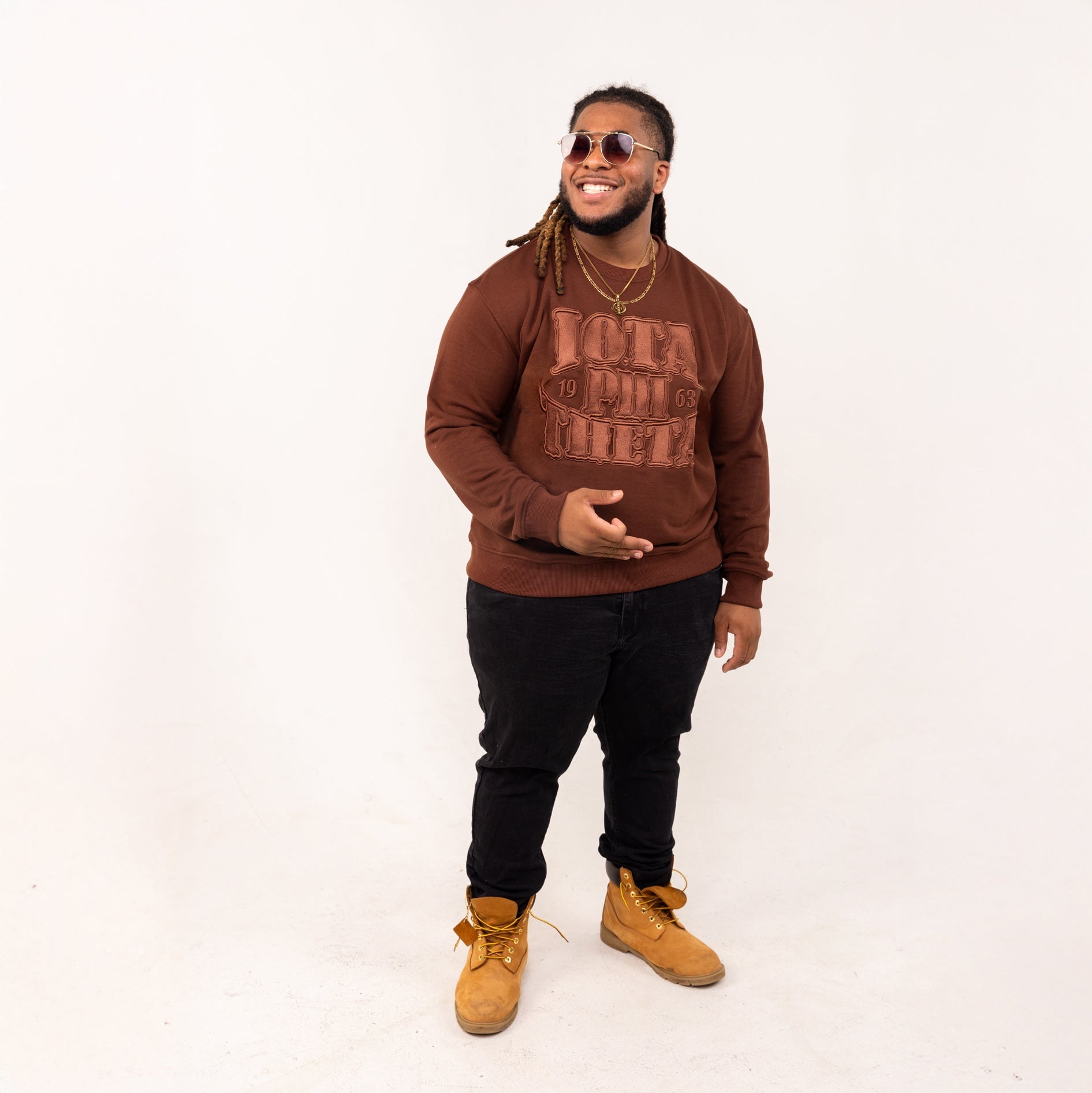 Iota Phi Theta Brown on Brown Crewneck Sweater Winters Industries