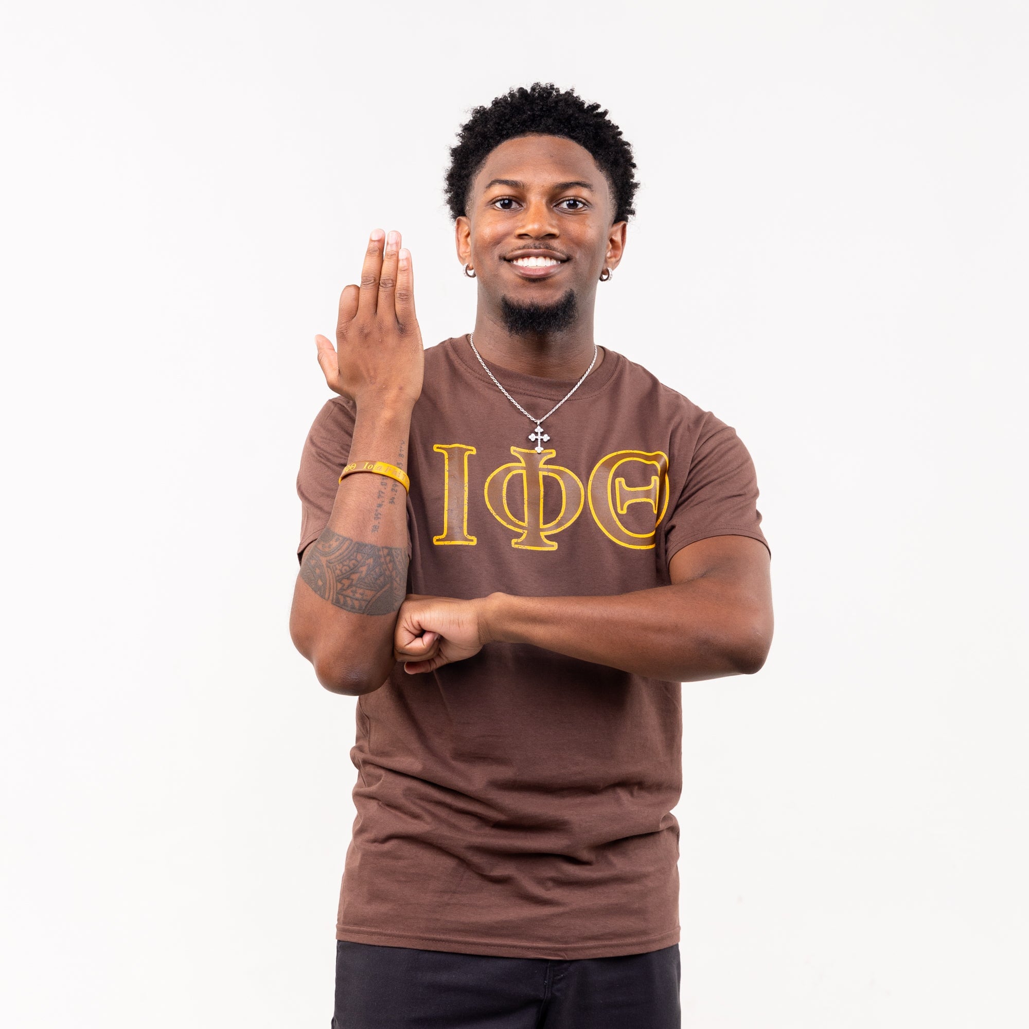 Iota Phi Theta Distressed Letter Tee/Sweatshirt Winters Industries